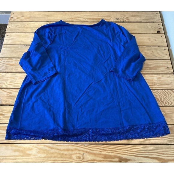 NEW D&Co Lace Hem Jersey Boatneck Tunic Size XL Women’s Blue - Picture 2 of 8